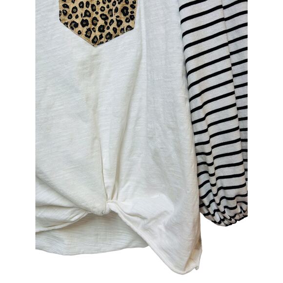 Umgee Crew Neck Colorblock Pockets Oversized Twist Top Multicolor Women's SZ S - Picture 6 of 7